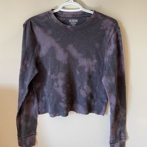 Tie Die Cropped Waffle Knit Tee